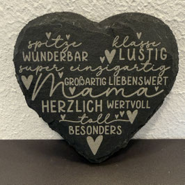 Schiefer-Untersetzer "Herz" - Muttertag 001