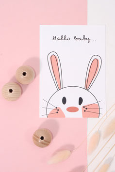 Postkarte "Hallo Baby"  Hase, DIN A6