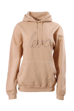 Hoodie Damen "Love" Natur Langarm Kapuze Print Beige