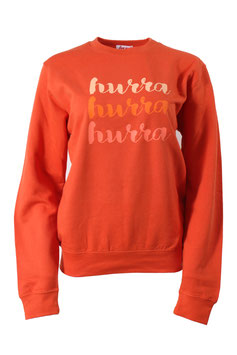 Sweatshirt Damen "Hurra" Orange Langarm Kapuze Print Rosa, Orange, Koralle