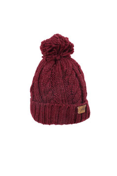 Guttellino Mütze Strick Weinrot Bommel