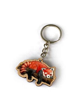 Schlüsselanhänger aus Kirschholz: Roter Panda (liegend)