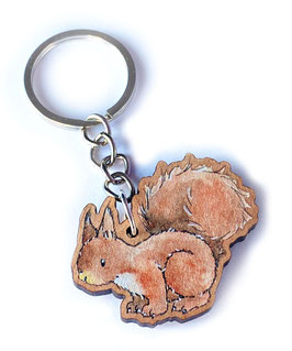 Schlüsselanhänger aus Kirschholz: Eichhörnchen
