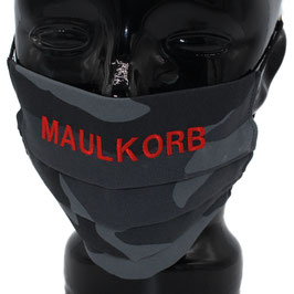 Behelfsmaske bestickt - "MAULKORB" - camouflage grau - KEIN FFP