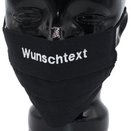 Behelfsmaske bestickt - "Wunschtext" - schwarz - KEIN FFP