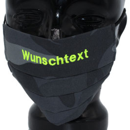 Behelfsmaske bestickt - "Wunschtext" - camouflage grau - KEIN FFP