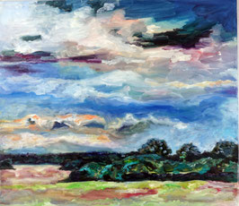 Tanz der Wolken, Öl auf Leinwand, 2025, 80cm x 70cm x 4cm