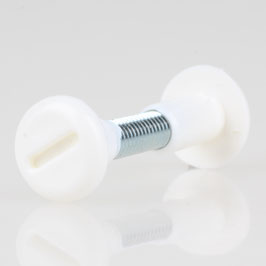 Häfele Möbel-Verbindungsschraube M6 x 28 mm mit weißer Kunststoffhülse – Schlitzkopf für 8 mm Bohrungen