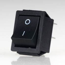 Wippschalter schwarz 2-polig EIN/AUS 30x22 mm 250V/16A unbeleuchtet mit PVC-Schutzkappe