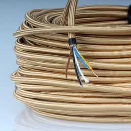 Textilkabel gold 5-adrig 5x0,5mm² Steuerleitung PVC-Schlauchleitung