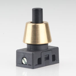Lampen Einbau-Druckschalter schwarz mit M10x1 Schrägmutter glatt Messing roh 250V/2A 1-polig