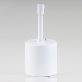 Lampen Deckenbaldachin 62x63mm Zylinderform Metall weiß mit Pendelrohr und Zugentlastung Kunststoff