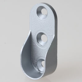 Häfele Schrankrohrlager aluminiumfarben – Halterung für ovale Schrankrohre 30 x 15 mm, 3 Schraublöcher