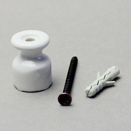 Porzellan-Isolator weiß Durchmesser 19 mm Kabelbefestigung