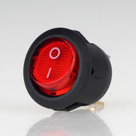 Wippschalter rot beleuchtet 1-polig EIN/AUS rund Einbaumaß 19mm 250V/6A
