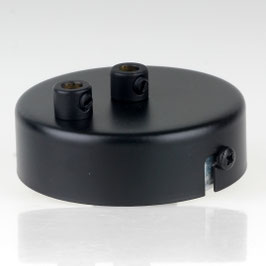 Lampen Metall Baldachin 80x25mm schwarz für 2 Lampenpendel mit Zugentlaster aus Metall