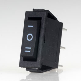 Einbau-Wippschalter schwarz 1-polig EIN/AUS/EIN 250V/15A Einbaumaß 30x11mm