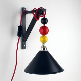 Textilkabel Galgen-Lampe Deutschland mit Holzkugeln E27 Vintage Fassung Lampenschirm schwarz