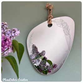 Miroir bohème gravé "Monstera" – pièce unique signé PlumeDubois