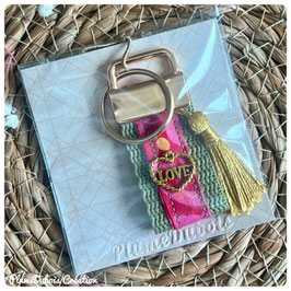 Porte-clé bohème upcyclé - pièce unique PlumeDubois