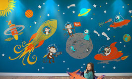 Space Monkey Scene Wall Decal-Wall Sticker