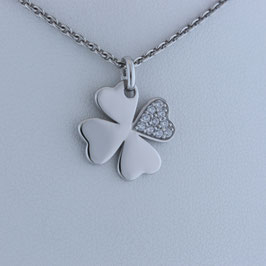 Anhänger „Kleeblatt“ aus rhodiniertem 925-Sterlingsilber und Zirkonia