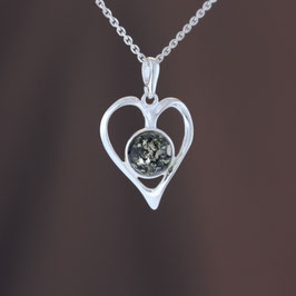 Anhänger „Herz“ aus 925-Sterlingsilber und baltischem Bernstein