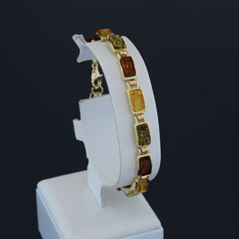 Armkette aus gelbvergoldetem 925-Sterlingsilber und baltischen Bernsteinen