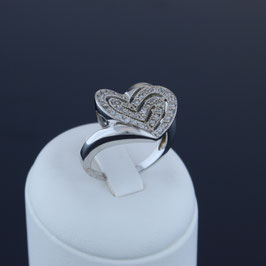 Ring „Herz“ aus rhodiniertem 925-Sterlingsilber und Zirkonia