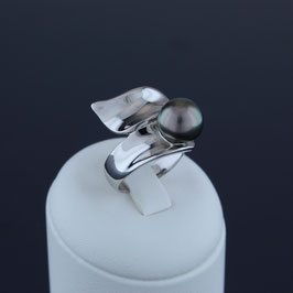 Ring aus rhodiniertem 925-Sterlingsilber und Tahitiperle