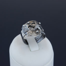 Offener Ring aus geschwärztem 925-Sterlingsilber