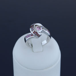 Ring aus 925-Sterlingsilber, Perlmutt und Zirkonia