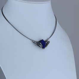 Collier aus 925-Sterlingsilber und Lapislazuli auf Edelstahldrähten