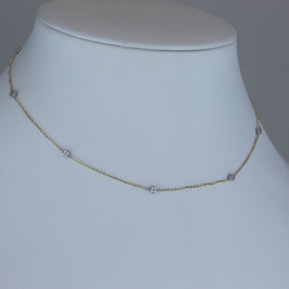 Collier aus 585-Gelb- und -Weißgold und Zirkonia