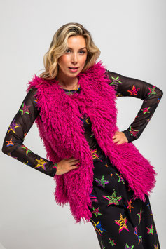 CHALECO PELO FUCSIA DE ESTAMPADO VARIADO DE ANIMAL PRINT "CAOTICA"     REF. AW251524