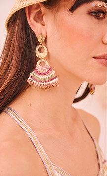 PENDIENTES METALICOS CON PIEZA MACRAME   REF.  PM.LYMA