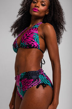 BRAGA ALTA DRAPEADA REVERSIBLE DE HOJAS Y PANTERAS "NOCTURNA"    REF. SS260123