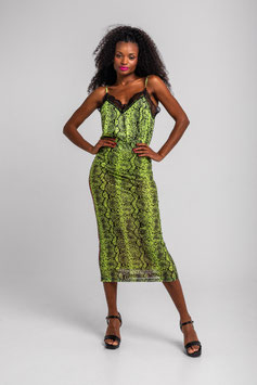 FALDA TUL AJUSTADA SERPIENTE ANIMAL PRINT LIMA "SNAKE"      REF. SS260707