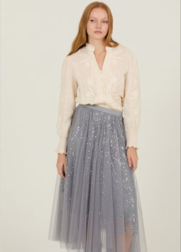 FALDA DE TULL MIDI Y LENTEJUELAS PLATEADA   REF. M134F01ABT