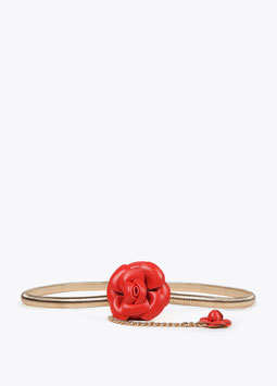 CINTURON METAL ELASTICO FLORES EFECTO PIEL ROJO     REF. LS2506008
