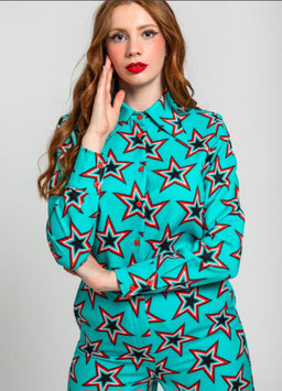 CAMISA SENCILLA MAXICUELLO DE ESTAMPADO DE ESTRELLAS BOWIE  "STARWOMAN"      REF. AW250405