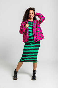 CHAQUETA CAPUCHA DE ESTAMPADO DE PERRITOS FUCSIA "MAS RARA QUE UN PERRO VERDE"   REF. AW251915