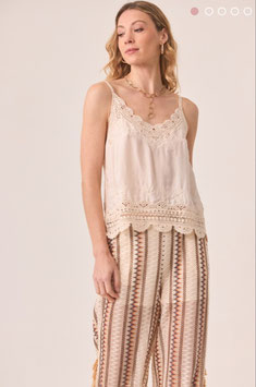 TOP LENCERO ECRU CON BLONDA A TONO   REF. NI.SATIN
