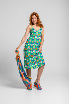 VESTIDO LENCERO VERDE DE FLORES  "FLORECIENDO"       REF. SS261012