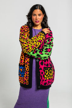 CARDIGAN LARGE DE ESTAMPADO VARIADO DE ANIMAL PRINT "CAOTICA"     REF. AW251522