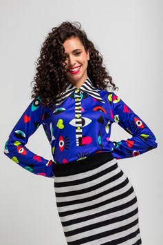 CAMISETA POLO DE OJOS , CORAZONES Y BOCAS  "LOVE YOURSELF"      REF. AW251306