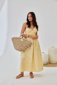 VESTIDO LARGO ESCOTE PICO Y PIEDRAS EN TIRANTES       REF.  NI.ORTI