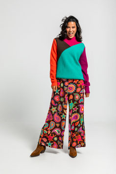 PANTALON FLUIDO DE ESTAMPADO PAISLEY MARRON CHOCOLATE  "FREDOOM"  REF. AW252212