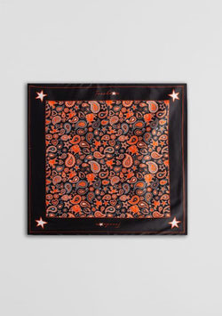 PAÑUELO DE 55 X 55 DE ESTAMPADO PAISLEY CACHEMIR NEGRO "ALMA LIBRE"    REF. AW250114