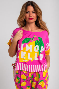 BLUSA DE CORTE CUADRADO CON TEXTO  "LIMONCELLO"      REF. SS262002